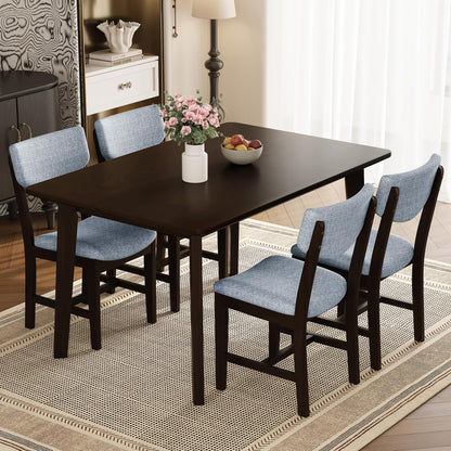 Merax Merax Farmhouse 47" Rectangular Dining Table, Solid Wood Kitchen Table Fits up to 4,Space Saving, Easy Assemble Espresso