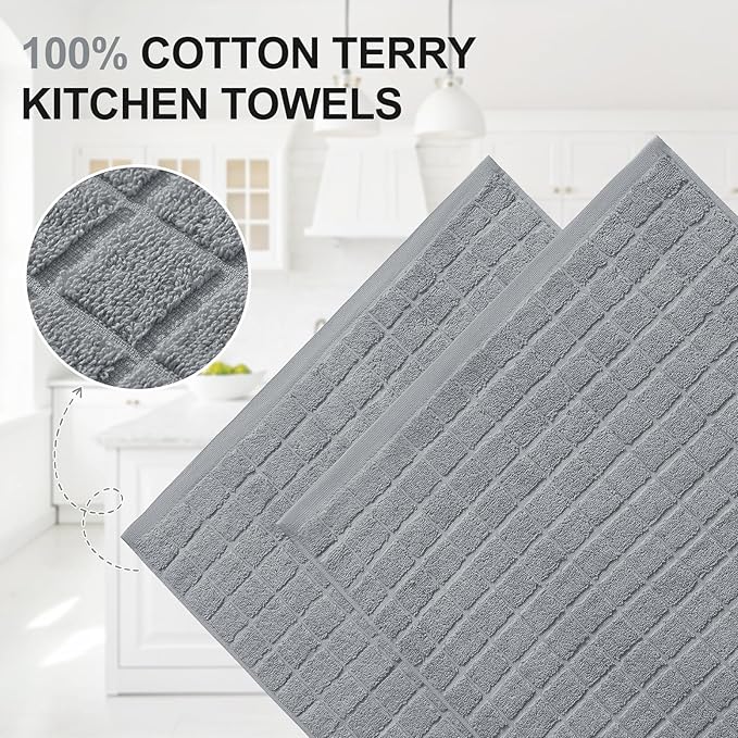 Homaxy Premium Cotton Kitchen Towels 16"x 28", Large Natural Ring Spun 390 GSM