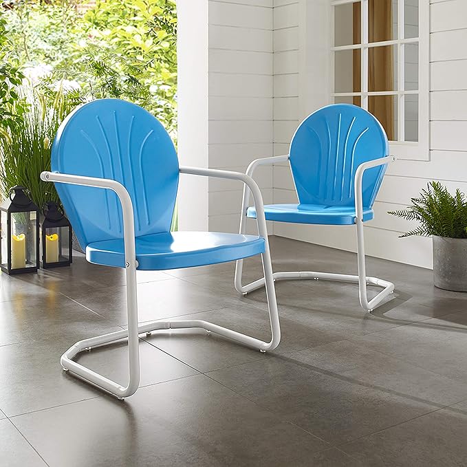 Crosley Furniture Griffith Outdoor Chair, Retro Metal Patio Chairs