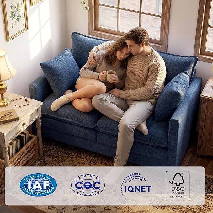 Loveseat Sofa with Cloud 3-Layer Cushion & 27" Deep Seat, Modern Small Couch