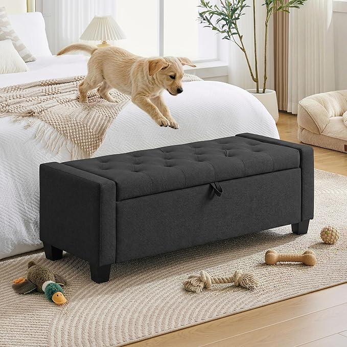 Huatean Home 43" Ottoman with Storage, Storage Ottoman Bench with Safety Hinge