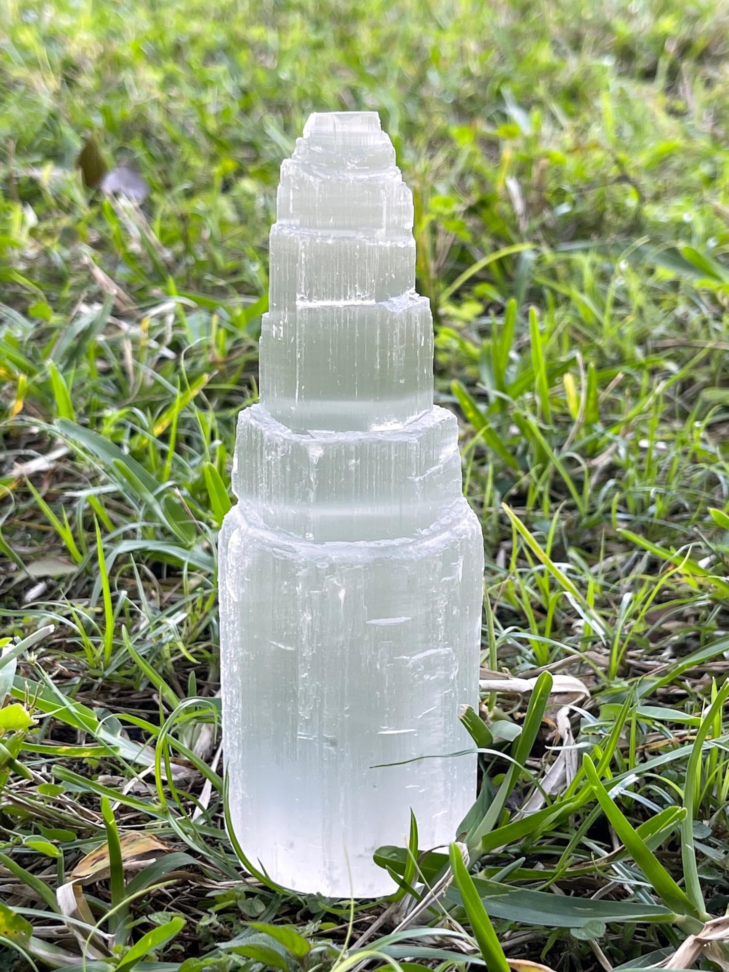 GAF TREASURES Large Selenite Skyscraper Tower 6" Tall, Selenite Skyscraper, Selenite Point, Gypsum Crystal, Healing Crystals (6")