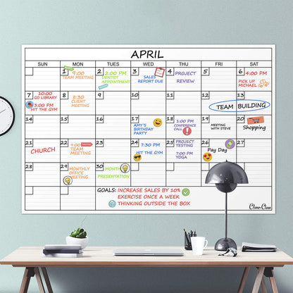 Large Dry Erase Wall Calendar - 24"x 36" Undated Monthly Calendar for Home, Office, Classroom - Reusable Laminated Task Organizer