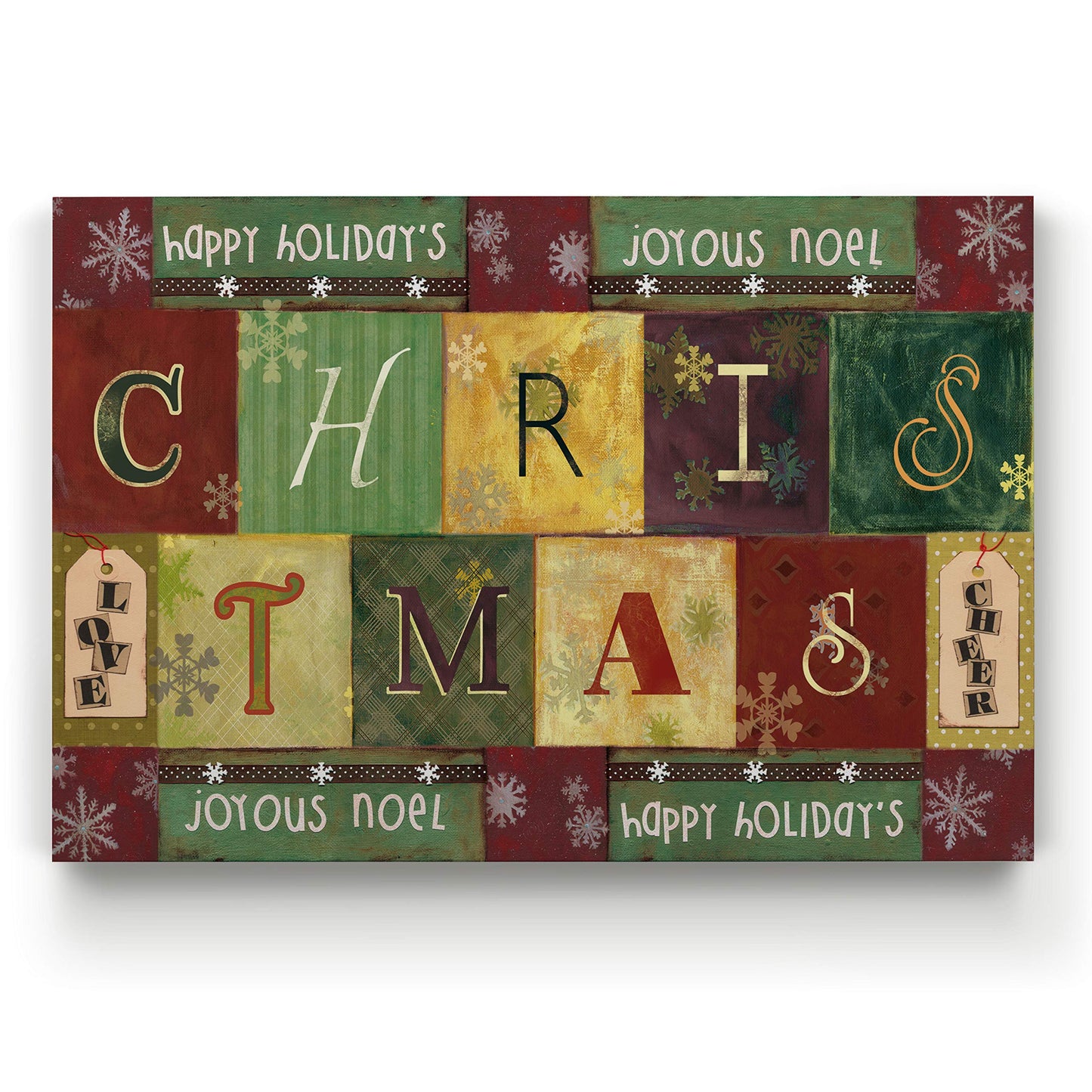 Renditions Gallery Happy Xmas Modern Wall Prints Holiday Christmas Blocks Canvas Artwork Wall Hanging Modern Prints for Bedroom Dining Living Room Office Home Kitchen Wall Decor - 32"X48" LT18