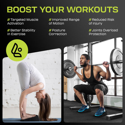 Squat Wedge Block Pair - Non Slip Squat Wedges & Ramp for Exercise, Home Gym, Weight Lifting & Yoga - Calf Stretcher Slant Board to Elevate Heels, Improve Ankle Mobility, Backpack Included for Storage