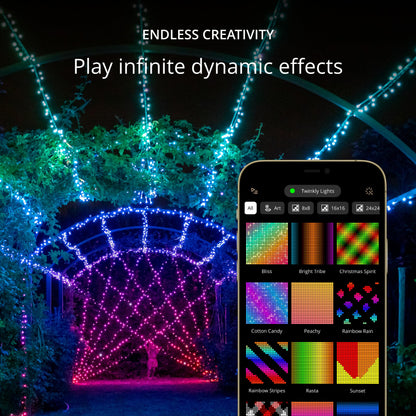 Twinkly Strings 400 LED RGB+White, LED Light String, in- and Outdoor Smart Multicolor LED Lights, Mappable LEDs, Compatible with Alexa, and Google Home, IP44, Green Wire, 105ft