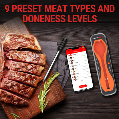 ThermoPro TempSpike 500 ft Wireless Meat Thermometer Digital, Bluetooth Meat Thermometer Wrieless for Beef Lamb Chicken Turkey, Smoker Acccessories for Rotisserie Sous Vide BBQ Oven Air Fryer