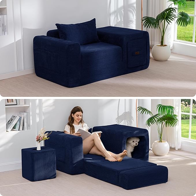 MAXYOYO Folding Sofa Couch, Convertible Floor Sofa