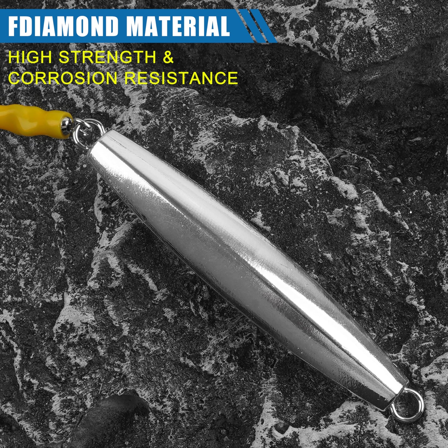 Diamond Jig Saltwater Fishing Lures Casting Jigging Spoon with Tube Tail Stainless Steel Hooks Trolling Lures Striped Bass Metal Jig for Deep Sea Surf Fishing Bottom Dragging Sinking