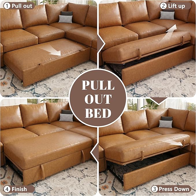 108 Inch Faux Leather Modular Sectional Sofa