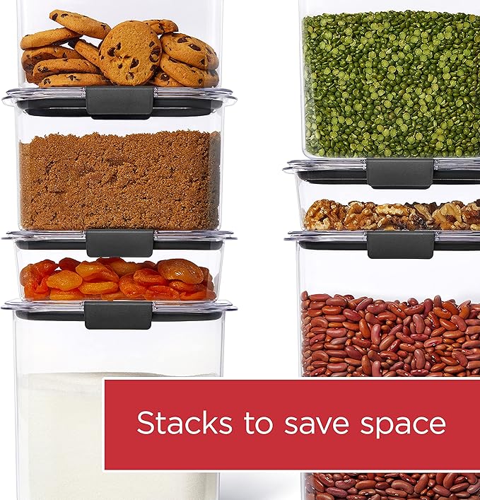 Rubbermaid Brilliance Plastic Food Storage Pantry Baking Set, 3 Containers