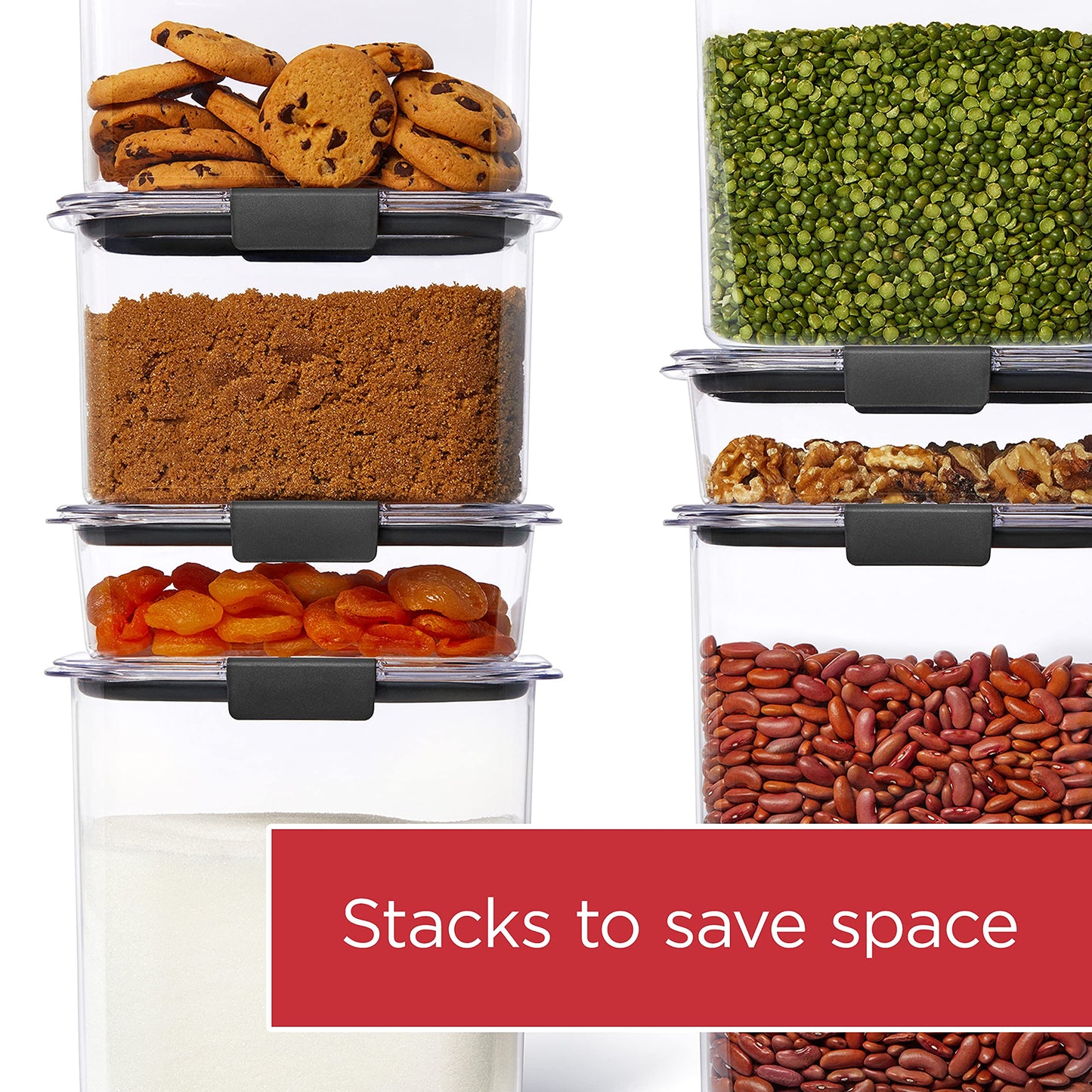 Rubbermaid Brilliance Pantry Food Storage Container Set, BPA-Free, Airtight & Leak-Proof, Clear, 8-Piece, Dishwasher Safe