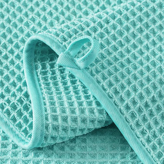 Microfiber Waffle Hand Towels, 4 Pieces, Fast Drying, Lint Free 430 GSM