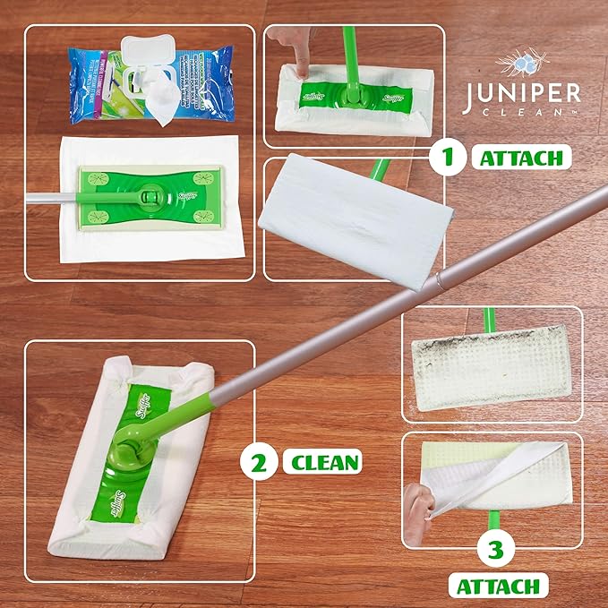 Wet Floor Wipes, Fresh Scent & Plant-Based Textured Cloth Trap Absorb Dirt
