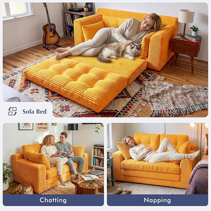 Homkdom Convertible Loveseat Sleeper, Space-Saving Folding Sofa Bed