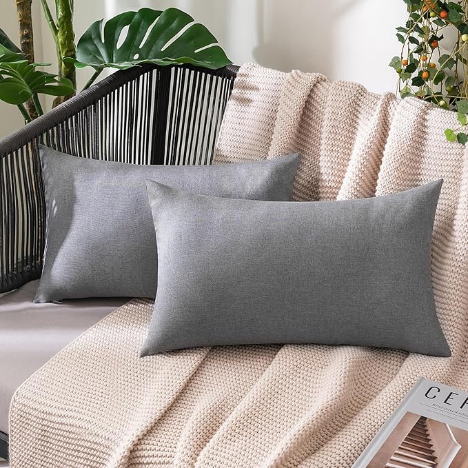 MIULEE Pack of 2 Decorative Outdoor Solid Waterproof Throw Pillow Covers Faux