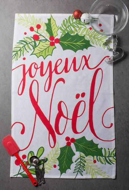 DII Holiday Kitchen Towel Set, Christmas Tea Towels for Baking, Cooking & Entertaining 18x28, Printed Holly, 3 Piece
