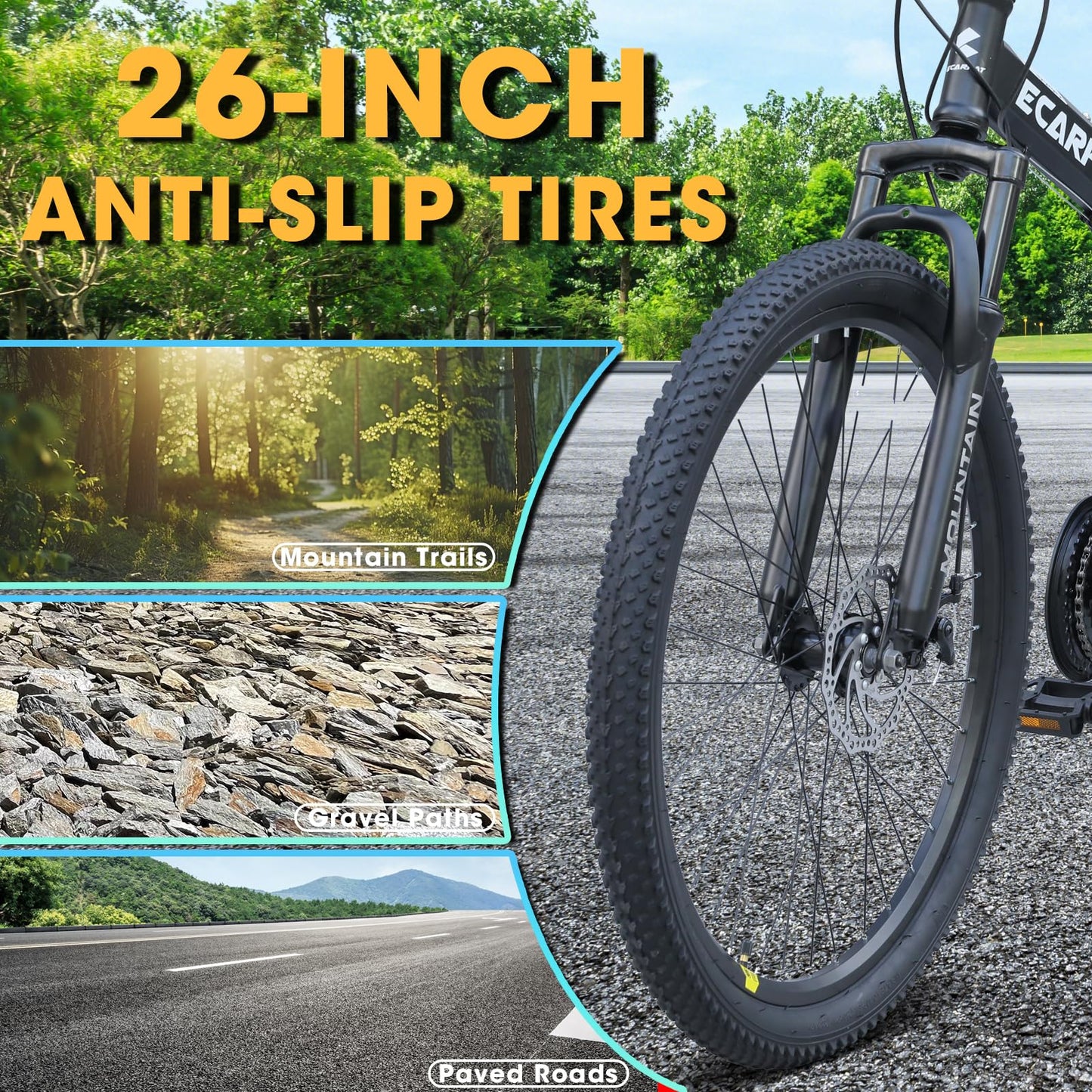 richvelo 26 Inch Foldable Mountain Bike, 21 Speed with Double Shock Effect, High Carbon Steel Frame, Double-Kill Disc Brake System, Unique Design and Ergonomic Frame & Cushion, Black