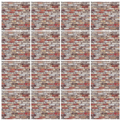 Attuslla 16 PCS Miniature Mini House Floor Tiles Self Adhesive Floor Tiles Faux 3D Brick Wall Paper Sticker for Mini House Decoration, 3.94 Inch, Red Brick B