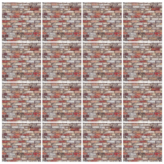 Attuslla 16 PCS Miniature Mini House Floor Tiles Self Adhesive Floor Tiles Faux 3D Brick Wall Paper Sticker for Mini House Decoration, 3.94 Inch, Red Brick B
