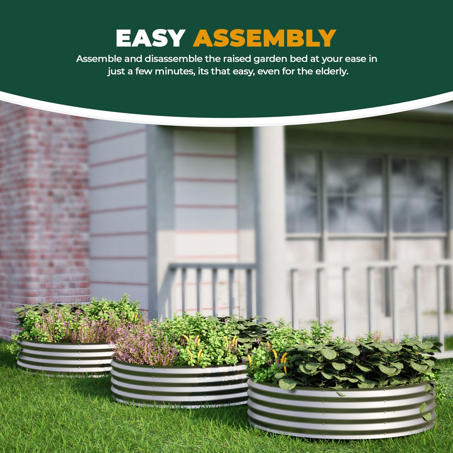 Utopia Home Galvanized Raised Garden Bed Kit 2x2x1 Ft, Planter Box Round Raised Garden Beds Outdoor, Easy Assembly Metal Raised Bed for Gardening Vegetables, Fruits, Flowers, Pack of 1, Silver