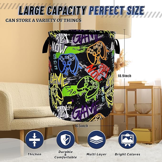 Funny Game Machine Laundry Basket Oxford Cloth Colorful Game Laundry Hamper