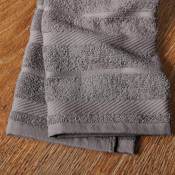 KitchenAid Albany Kitchen Towel 4-Pack Set, Charcoal Grey/White
