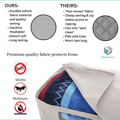 Under Bed Storage Containers for Toys, Clothes, Shoes etc. Underbed Organizer Bag that slides Under the bed without friction or wheels. Low profile 6 height is great for under the couch or other