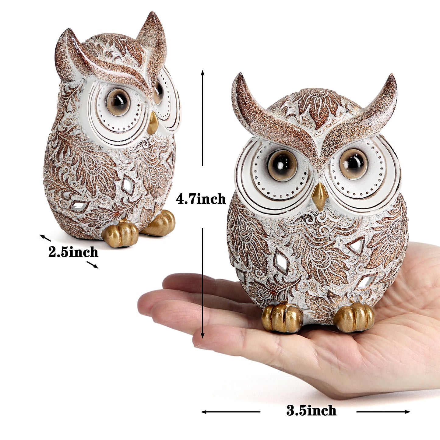 Smadeer Owl Statue and Figurine for Home Decor Accents Adorable Owl for Shelf Bookshelf Bedroom Living Room Office Table Desk Modern Decorations Animal Sculpture for Birds Lovers