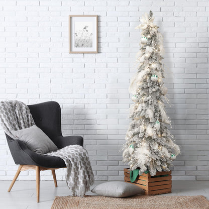 KI Store White Christmas Tree Picks Sprays Set of 20 Glittered Twigs Decor for Christmas Tree Decoration Wreath Garland Floral Arrangement