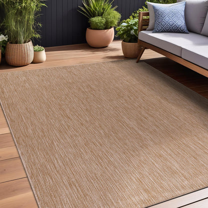 Beverly Rug Indoor Outdoor Rug 9x12, Washable Outside Carpet for Patio, Deck, Porch, Solid Modern Area Rug, Water Resistant, Jute Beige