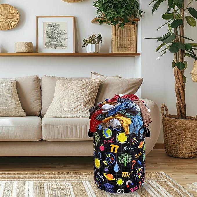 Funny Laundry Basket Oxford Cloth Foldable Geometry Pattern Laundry Hamper