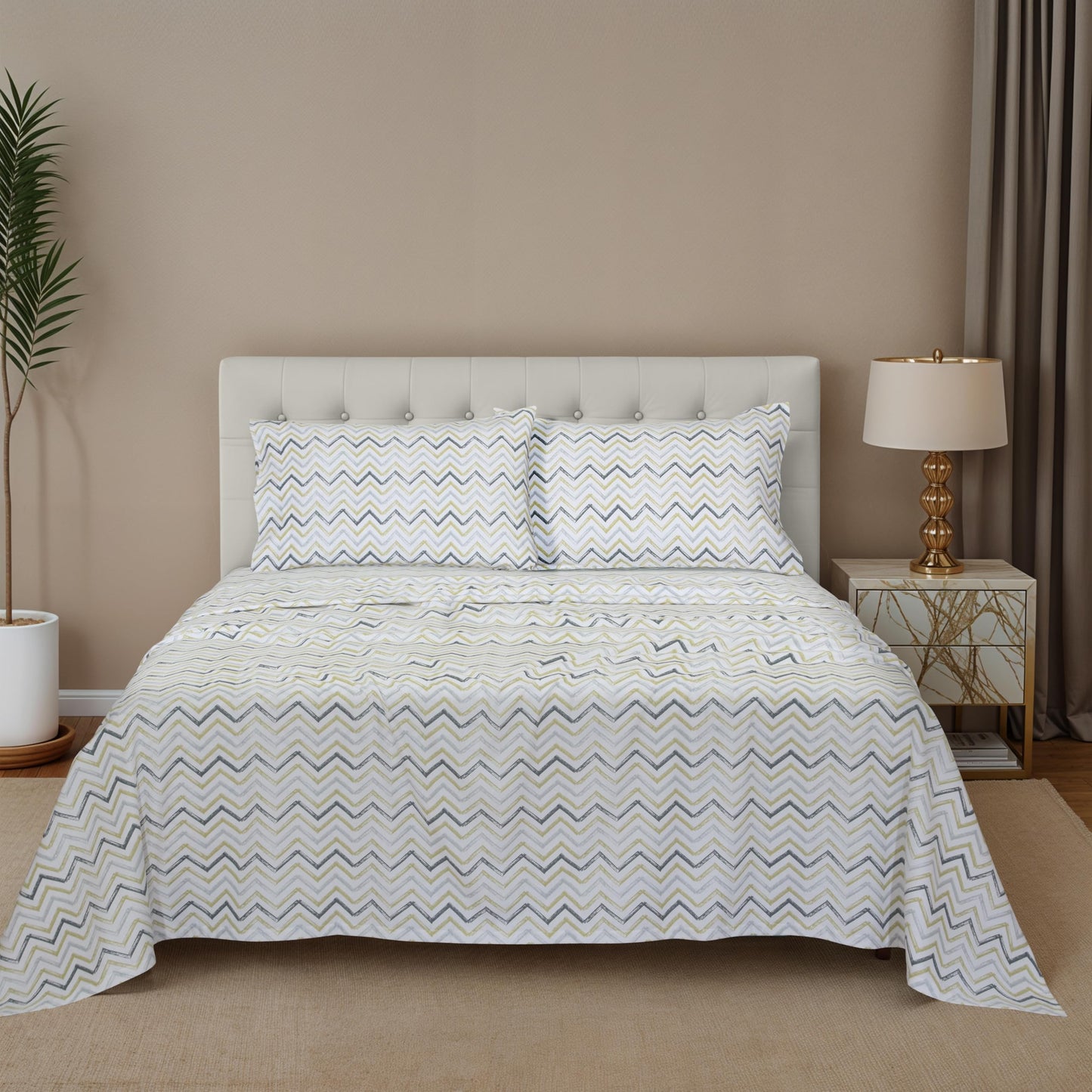 ZOYER Flannel Sheets Twin XL Size - 100% Cotton Double Brushed Twin XL Sheet Sets, Deep Pockets 16 Inches, All Seasons Breathable & Extra Soft Bed Sheets, Warm & Cozy, 3 Piece, Zig & Zag