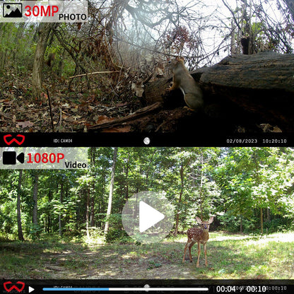 WOSODA Mini Trail Camera 4 Pack 30MP 1080P HD, Game Cam with SD Card, Waterproof Tiny Deer Camera Night Vision Motion Activated with Fast Trigger Time for Outdoor Wildlife Monitoring