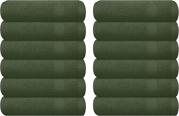 GLAMBURG Ultra Soft 12-Piece Washcloths Set 13x13-100% Ringspun Cotton
