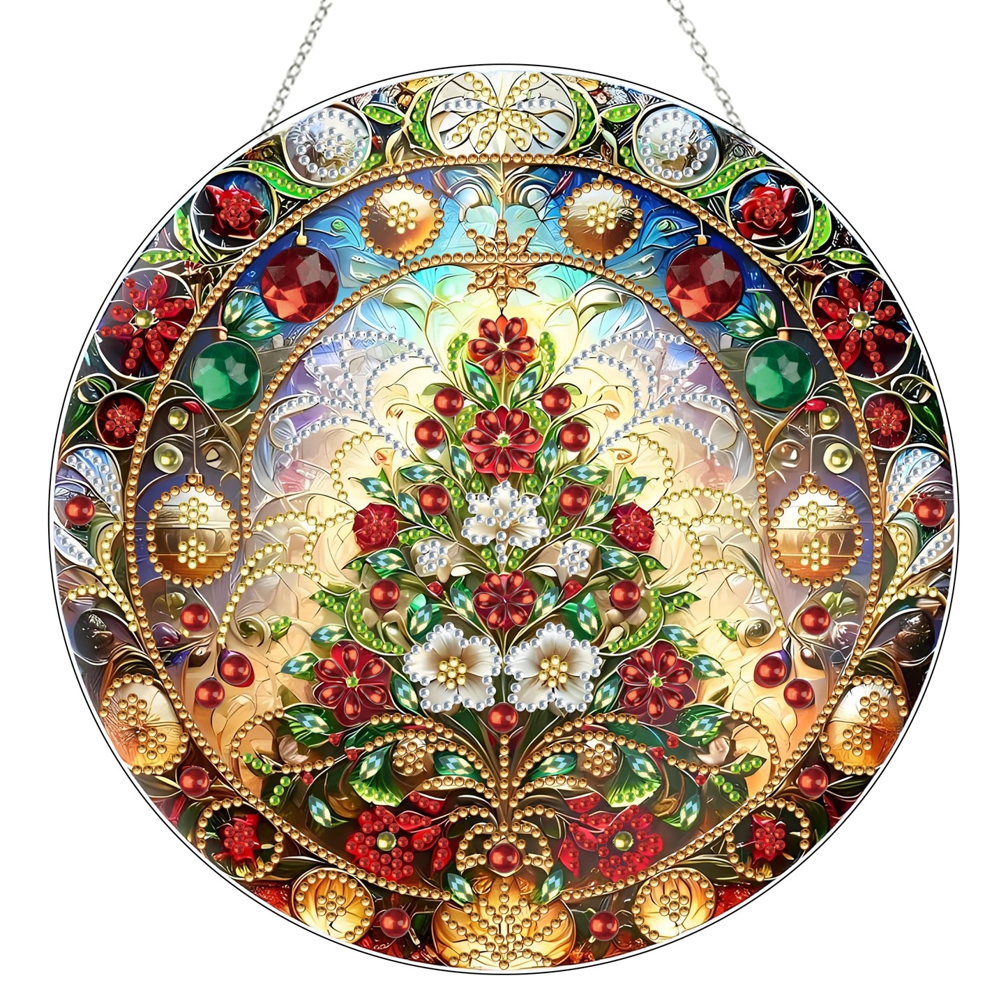 Diamond Art Hanging Kit for Adult,Special Shaped Rhinestone,DIY Acrylic Diamond Art Painting Window Pendants Home Garden Wall Hanging Kits Hanging Ornament,Double Sided. (Christmas Trees-1)