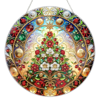 Diamond Art Hanging Kit for Adult,Special Shaped Rhinestone,DIY Acrylic Diamond Art Painting Window Pendants Home Garden Wall Hanging Kits Hanging Ornament,Double Sided. (Christmas Trees-1)