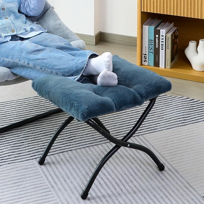 15" Folding Ottoman, Foldable Footrest Stool, Portable Small Foot Stool