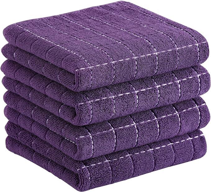 Homaxy 100% Cotton Terry Kitchen Towels, Checkered Designed, Soft and Super