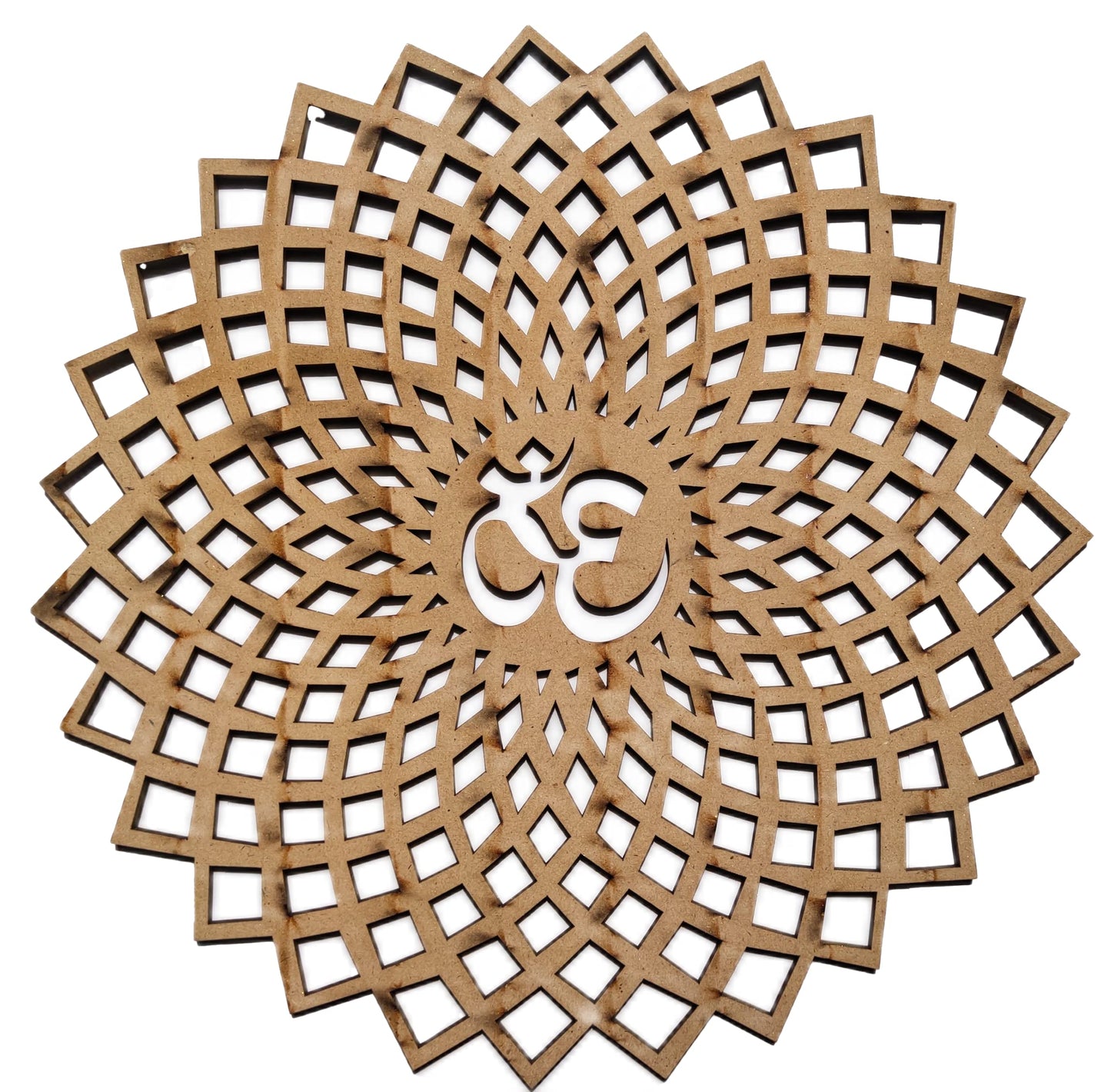 My Dream Carts Golden Om Round Decorative Wall Art Mdf Wooden Om Chakra For Temple, Living Room, Bedroom, Office, Hotel, Home Decor Items, Gift Item, Mandala Wall Hanging For House Decoration 20x20cm