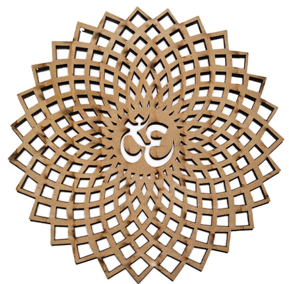 My Dream Carts Golden Om Round Decorative Wall Art Mdf Wooden Om Chakra For Temple, Living Room, Bedroom, Office, Hotel, Home Decor Items, Gift Item, Mandala Wall Hanging For House Decoration 20x20cm