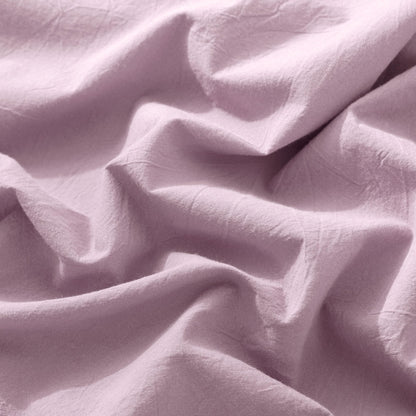 MooMee Fitted Bottom Sheet Only 100% Washed Cotton Linen Like Textured Breathable Durable Soft Comfy Deep Pocket Fits Mattress up to 17" (Light Purple, Queen)