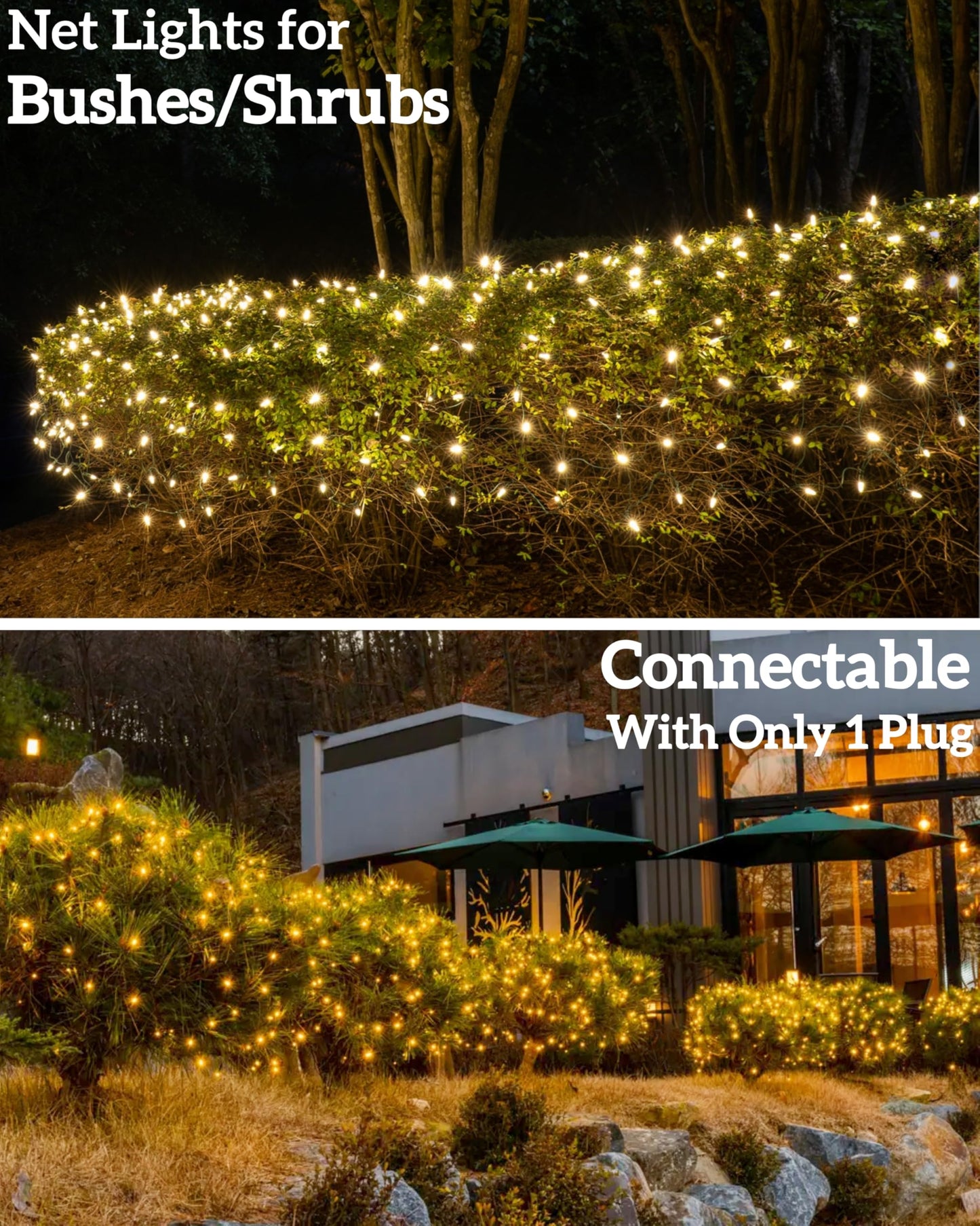 Wabarle Led Christmas Net Lights for Bushes 132 Led, 6ft x 6ft Christmas Net Lights Outdoor Mesh Tree Trunk Green Wire Christmas Decorations for Bushes,Tree,Shrubs,Xmas(Warm White)
