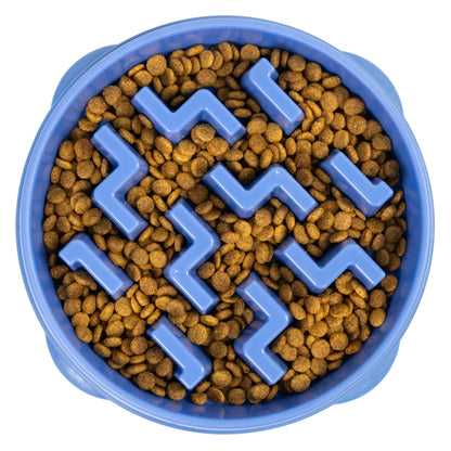 Outward Hound Slow Feeder Dog Bowl - Makes Meal Time Fun, Slows Down Eating, Promotes Healthy Digestion, Prevents Bloat | Slip Resistant and Durable, Food & Water Bowl, Size Large (Blue)