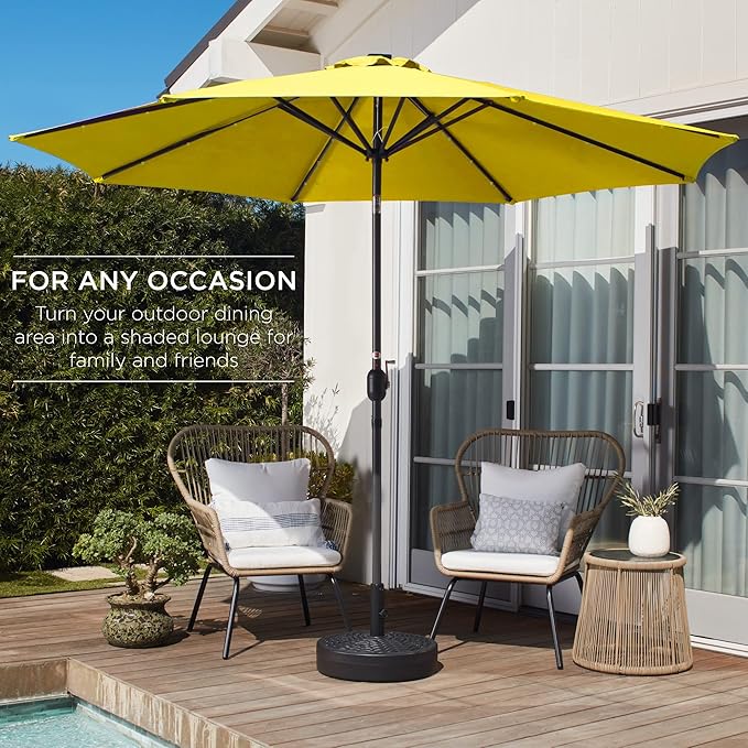 Best Choice Products 10ft Outdoor Table Compatible Steel Polyester Market Patio Umbrella w/Crank and Easy Push Button Tilt