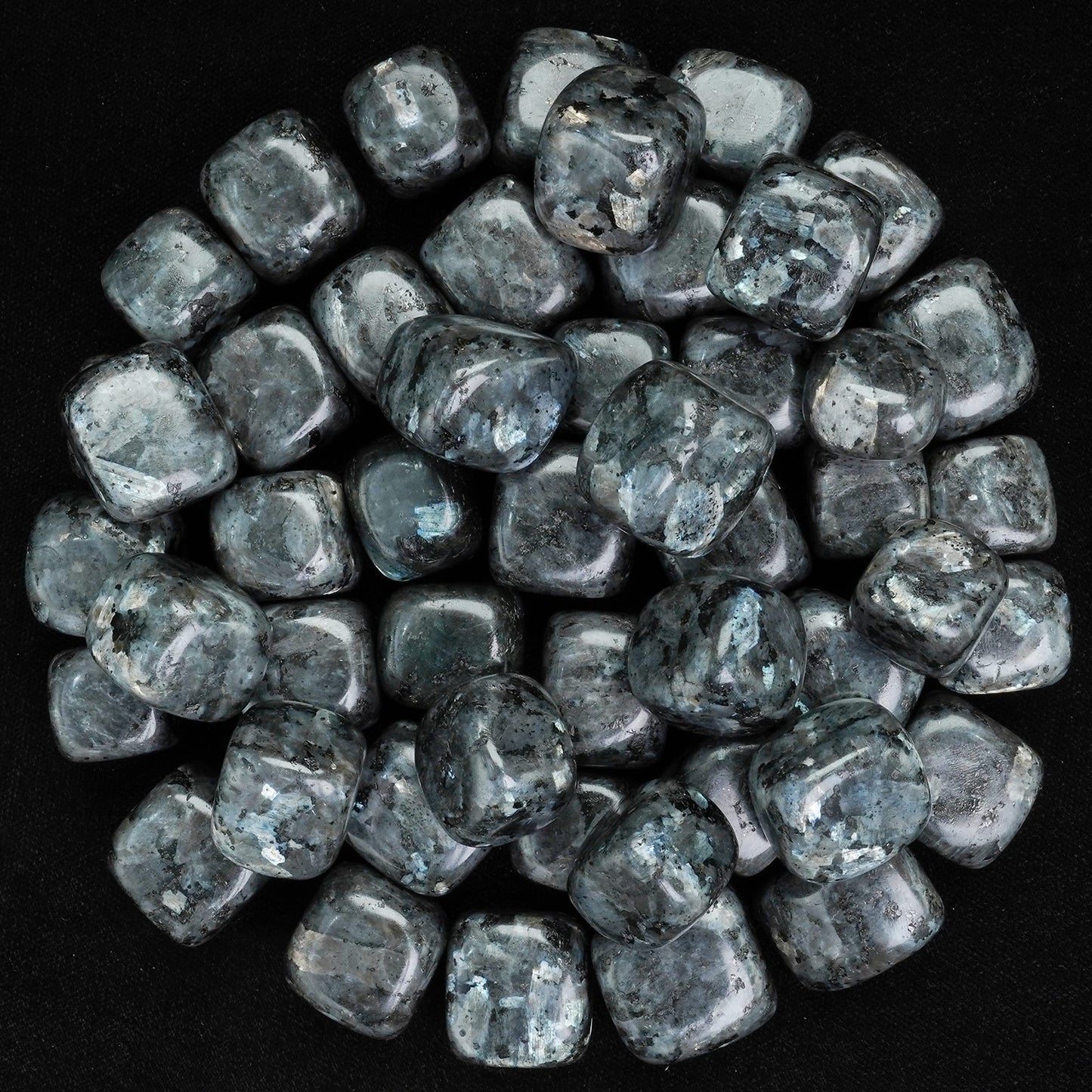 ZAICUS 1lb Larvikite Tumbled Stones | Polished Crystals Healing | Natural Stones | Feng Shui | Chakra Balancing | Good Luck | Reiki Gift | Home Decor | Size 20-25 mm
