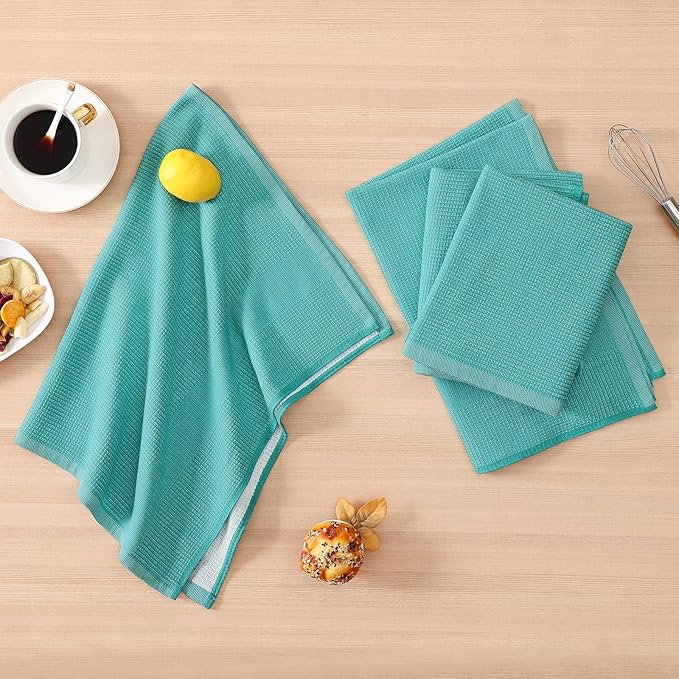 Homaxy Premium Kitchen Towels, Large Cotton Kitchen Hand Towels, Flat and Terry