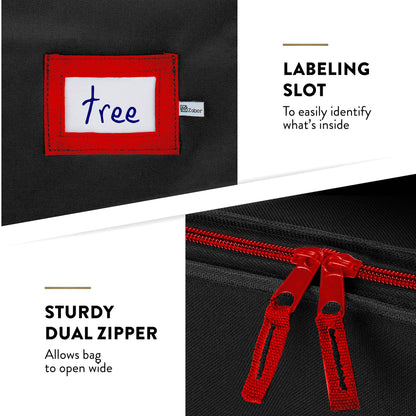 ZOBER 600D Oxford Fabric Rolling Christmas Tree Storage Bag - Fits 7.5 Ft Artificial Trees - Waterproof Christmas Tree Bag For Storage Box For Xmas, Durable Handles and Wheels - Card Slot - Black