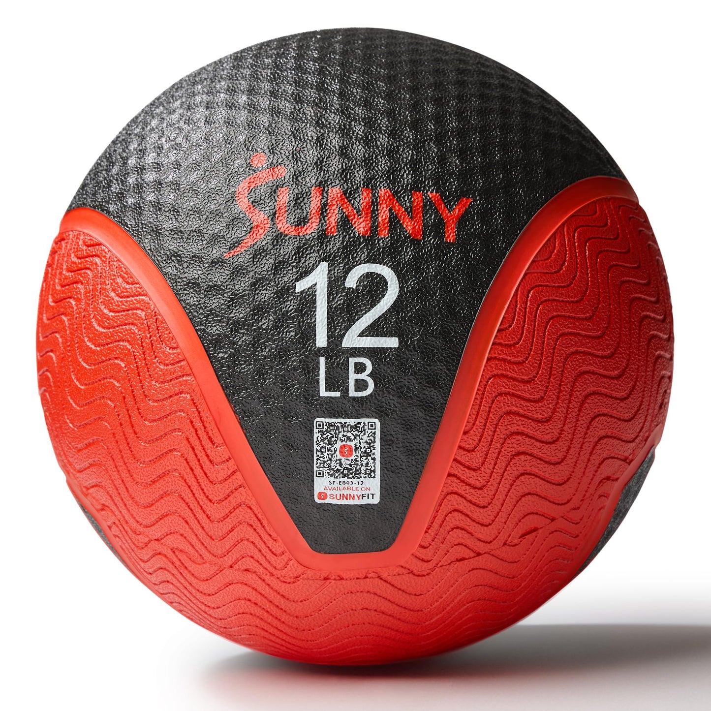 Sunny Health & Fitness 12LB Medicine Ball, Textured Rubber, Core Strength & Balance Training, Bouncing, Weight for Home Workouts SF-EB03-12