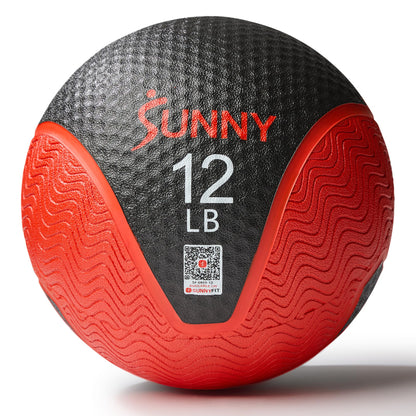 Sunny Health & Fitness 12LB Medicine Ball, Textured Rubber, Core Strength & Balance Training, Bouncing, Weight for Home Workouts SF-EB03-12